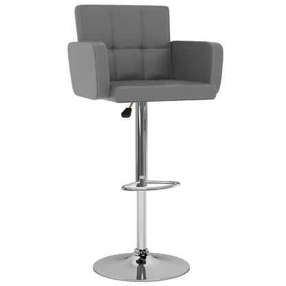 Bar Stool Set of 2 Gray Synthetic leather, Chromed steel