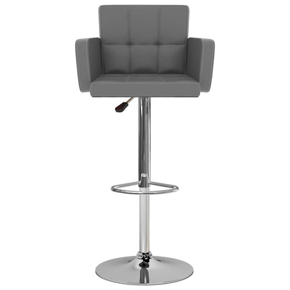 Bar Stool Set of 2 Gray Synthetic leather, Chromed steel