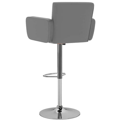 Bar Stool Set of 2 Gray Synthetic leather, Chromed steel