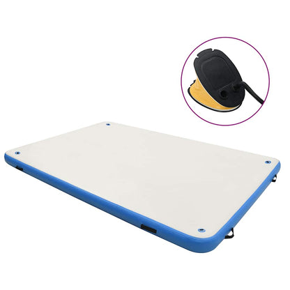 Inflatable Floating Deck Blue and White High-Density PVC, PVC Fabric