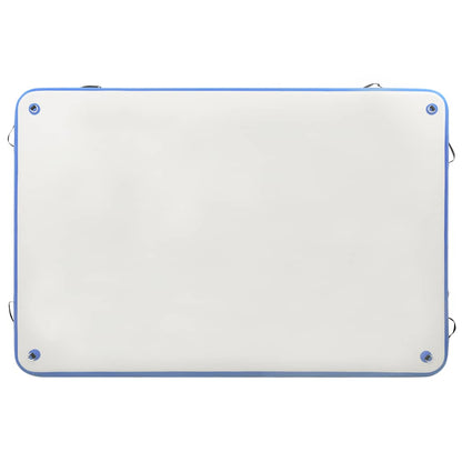 Inflatable Floating Deck Blue and White High-Density PVC, PVC Fabric