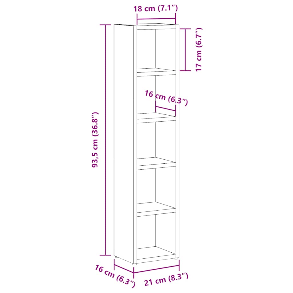 CD Cabinets 2 pcs White 8.3"x6.3"x36.8" Engineered Wood