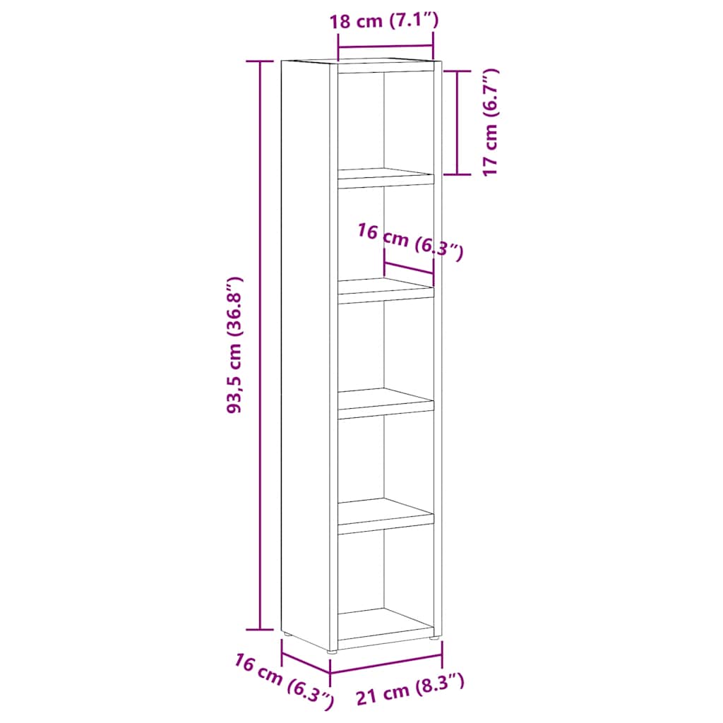 CD Cabinets 2 pcs Black 8.3x6.3x36.8" Engineered Wood