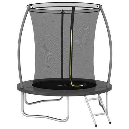Trampoline Set Black and Grey Galvanized Steel, PVC, PP, PE Medium