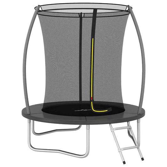 Trampoline Set Black and Grey Galvanized Steel, PVC, PP, PE Medium