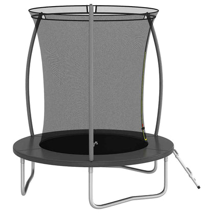 Trampoline Set Black and Grey Galvanized Steel, PVC, PP, PE Medium
