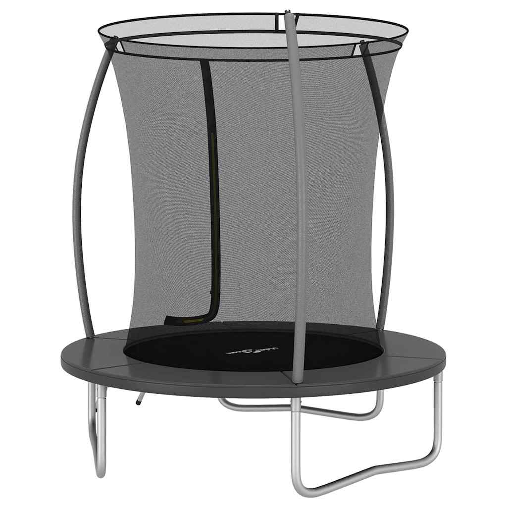 Trampoline Set Black and Grey Galvanized Steel, PVC, PP, PE Medium