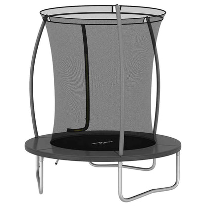 Trampoline Set Black and Grey Galvanized Steel, PVC, PP, PE Medium