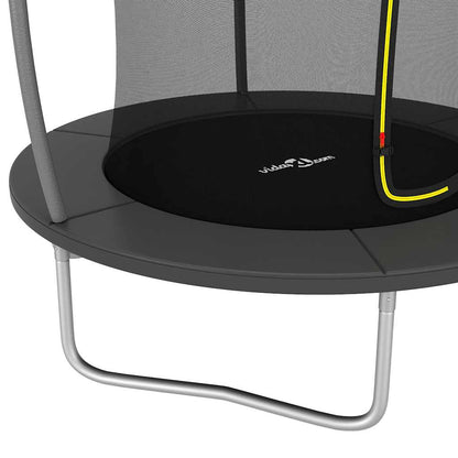 Trampoline Set Black and Grey Galvanized Steel, PVC, PP, PE Medium