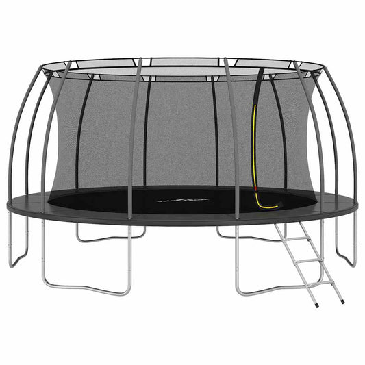 Trampoline Set Black and Grey Galvanized Steel, PVC, PP, PE Large
