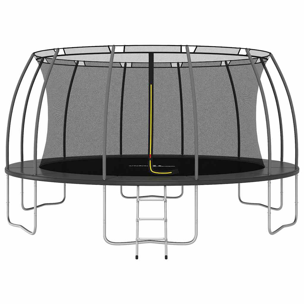 Trampoline Set Black and Grey Galvanized Steel, PVC, PP, PE Large
