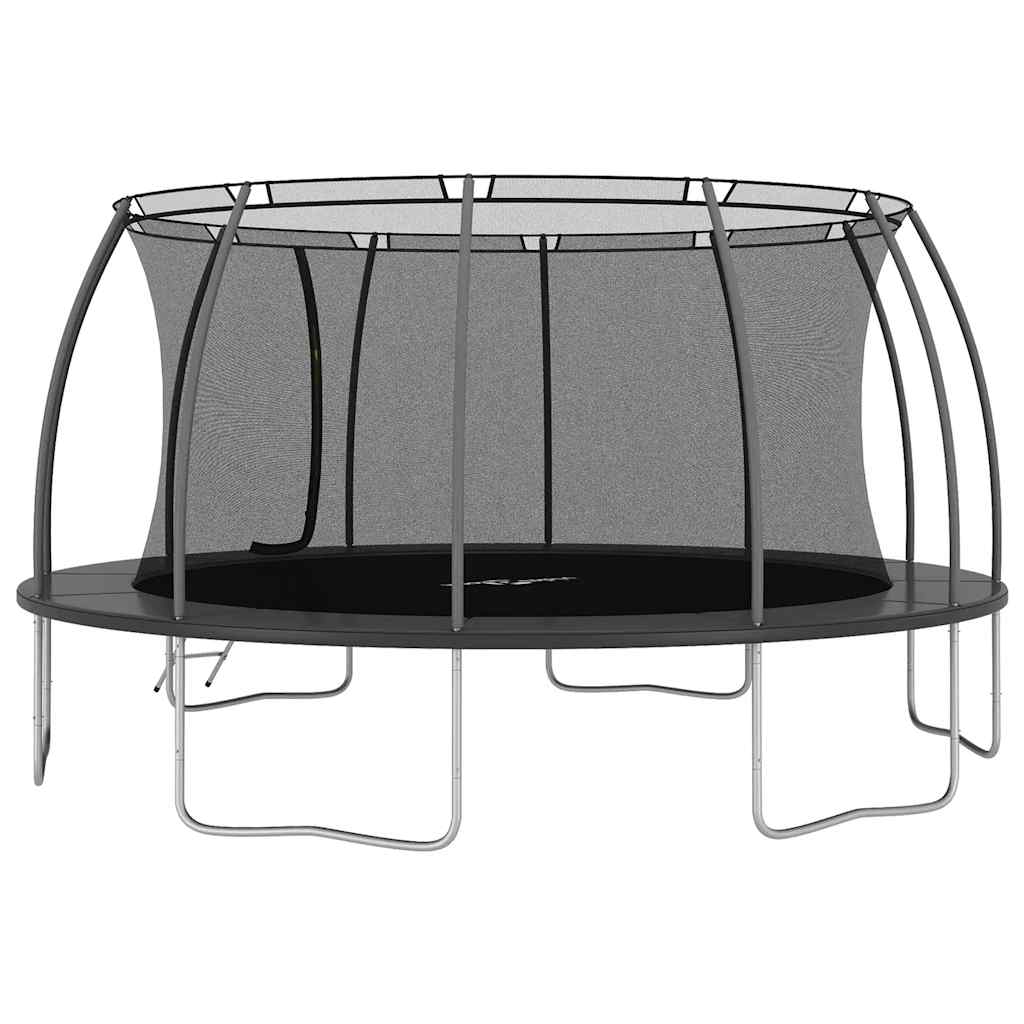 Trampoline Set Black and Grey Galvanized Steel, PVC, PP, PE Large