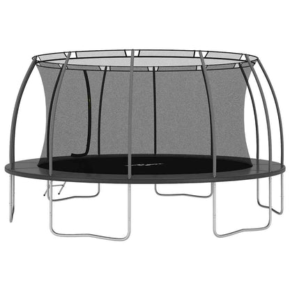 Trampoline Set Black and Grey Galvanized Steel, PVC, PP, PE Large