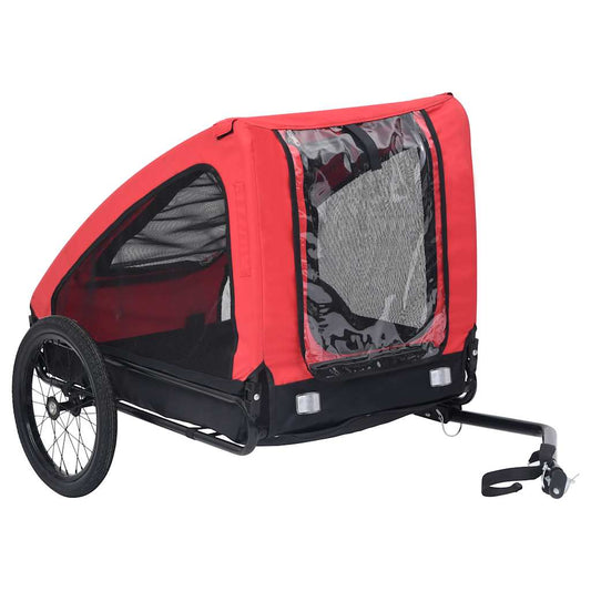 Pet Bike Trailer Red Oxford Fabric Medium Foldable