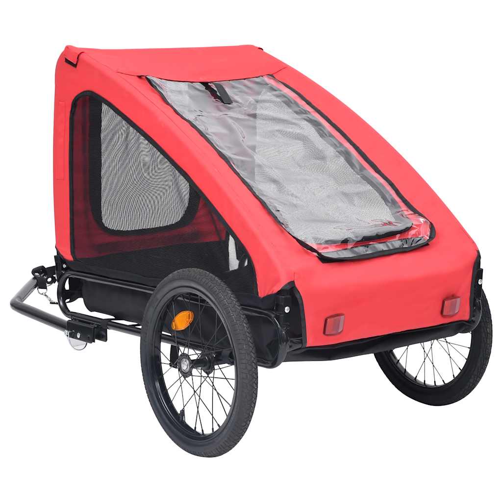 Pet Bike Trailer Red Oxford Fabric Medium Foldable