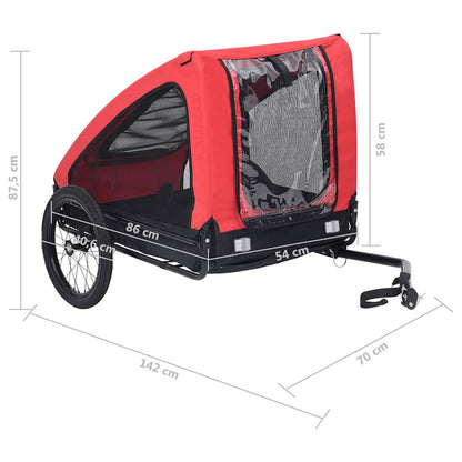 Pet Bike Trailer Red Oxford Fabric Medium Foldable