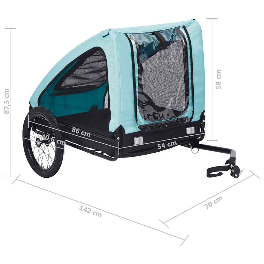 Pet Bike Trailer Blue and Black Oxford fabric (100% polyester), Steel