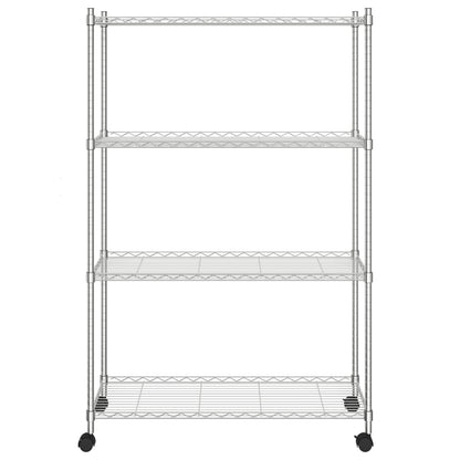 4-Tier Storage Shelf with Wheels 35.4x13.8x55.9" Chrome 440.9 lb