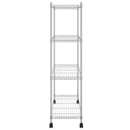 4-Tier Storage Shelf with Wheels 35.4x13.8x55.9" Chrome 440.9 lb