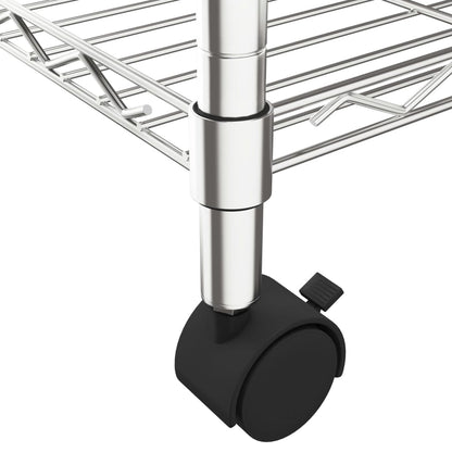 4-Tier Storage Shelf with Wheels 35.4x13.8x55.9" Chrome 440.9 lb