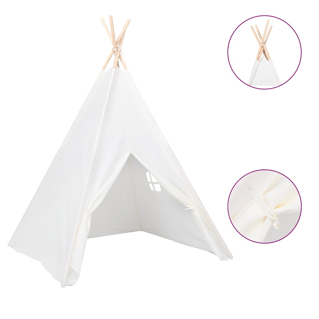 Kids Tent White Peach Skin (100% polyester), Solid Pine Wood Large