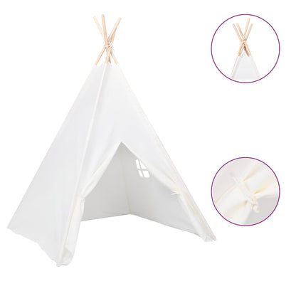 Kids Tent White Peach Skin (100% polyester), Solid Pine Wood Large