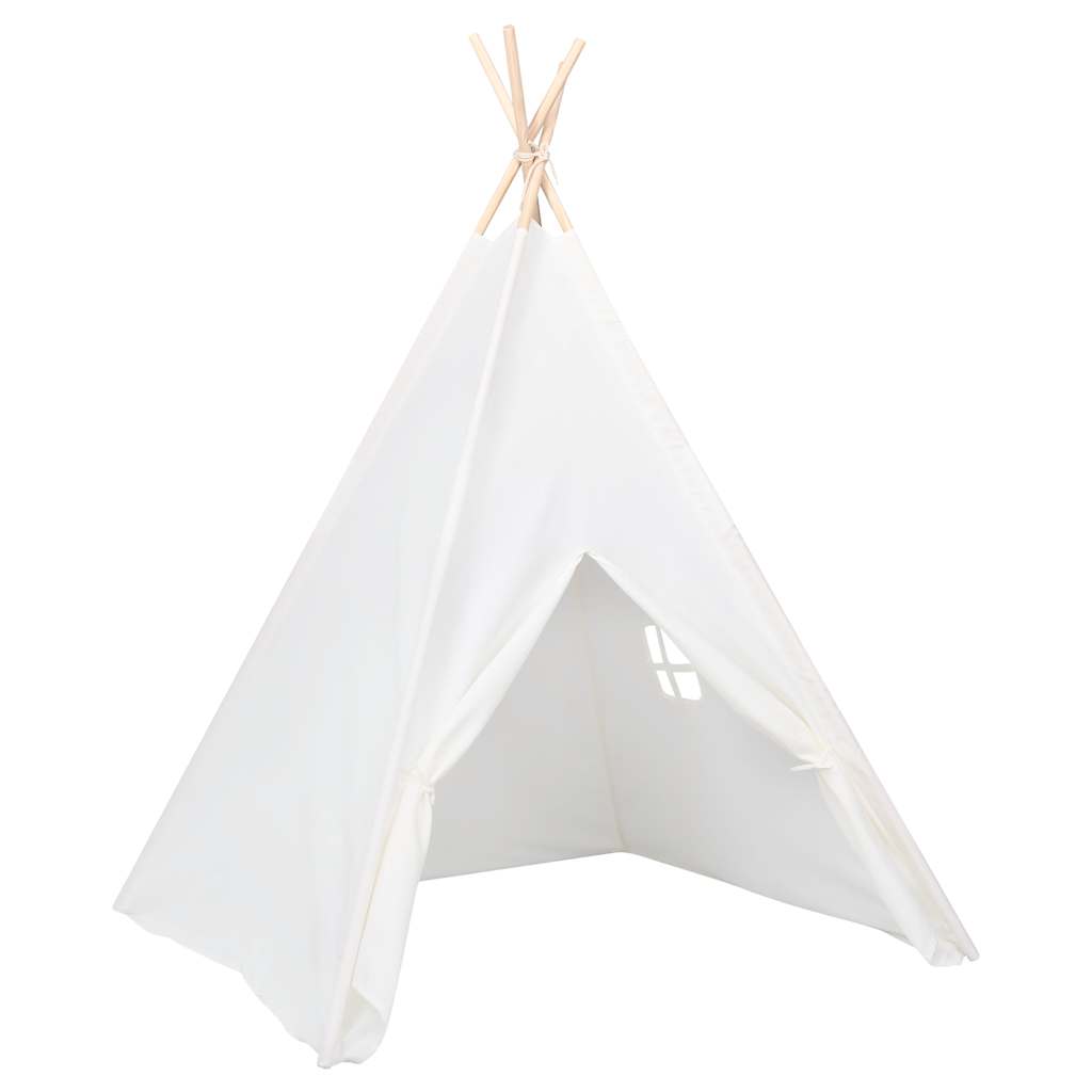 Kids Tent White Peach Skin (100% polyester), Solid Pine Wood Large