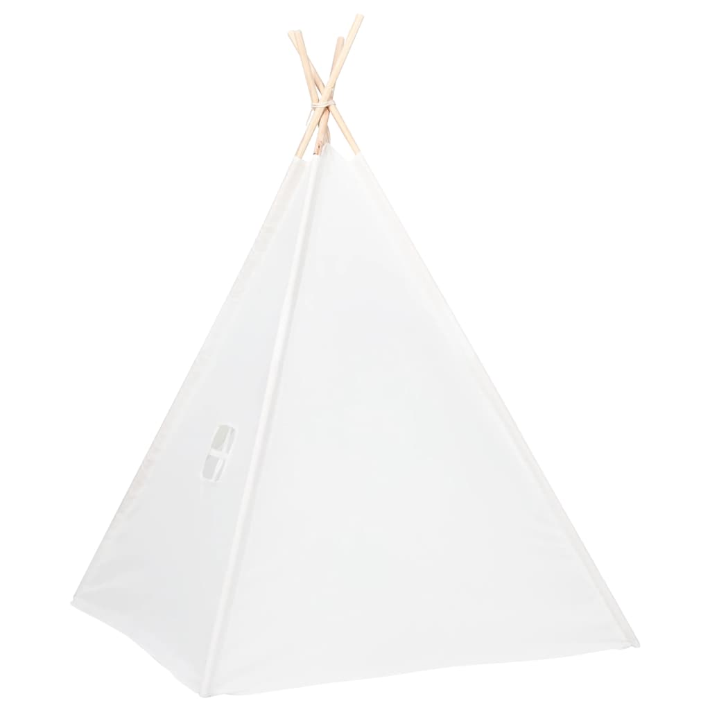 Kids Tent White Peach Skin (100% polyester), Solid Pine Wood Large