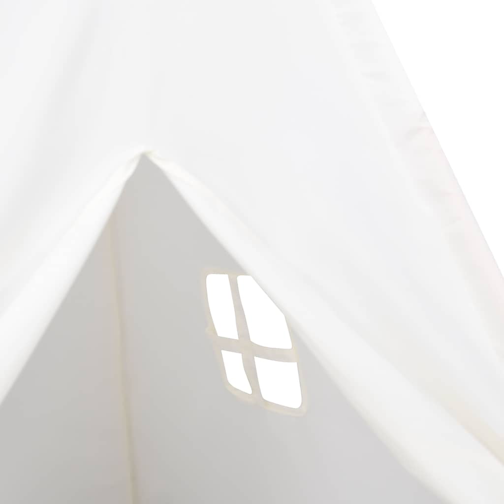Kids Tent White Peach Skin (100% polyester), Solid Pine Wood Large