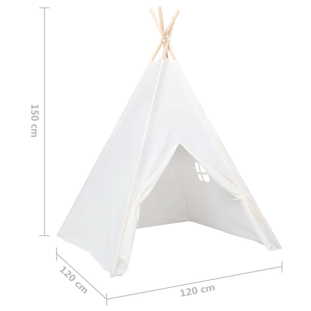 Kids Tent White Peach Skin (100% polyester), Solid Pine Wood Large