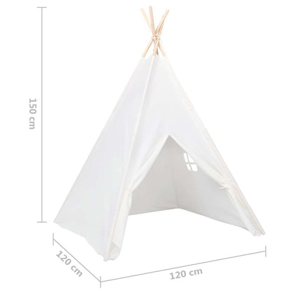 Kids Tent White Peach Skin (100% polyester), Solid Pine Wood Large