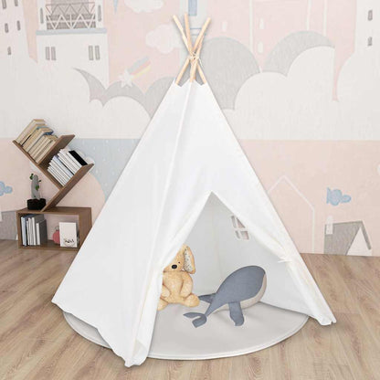 Kids Tent White Peach Skin (100% polyester), Solid Pine Wood Large