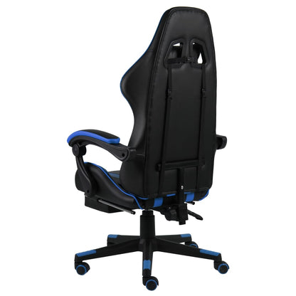 Chair Blue and Black Faux Leather Adjustable Adjustable Armrests