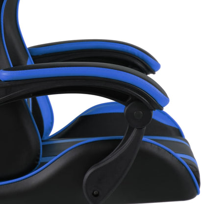 Chair Blue and Black Faux Leather Adjustable Adjustable Armrests