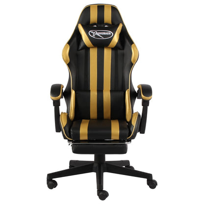 Chair Black and Gold Faux Leather, Plywood, Steel Medium