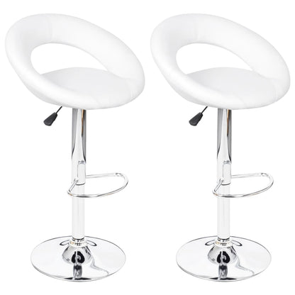 Stool Set of 2 White Faux leather, iron