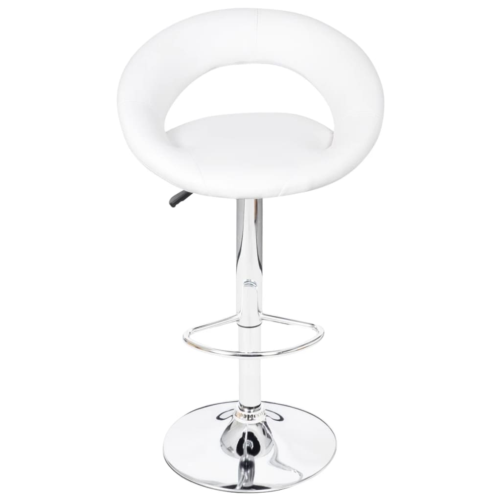 Stool Set of 2 White Faux leather, iron