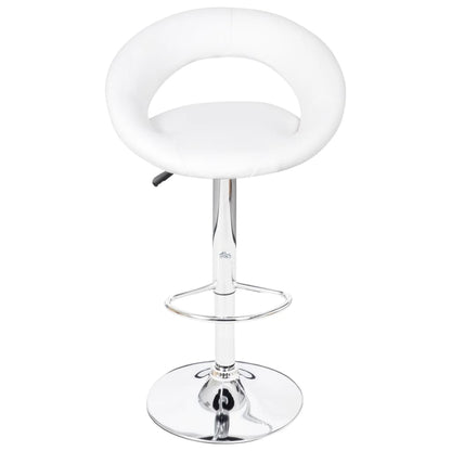 Stool Set of 2 White Faux leather, iron
