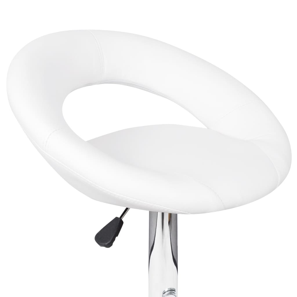 Stool Set of 2 White Faux leather, iron