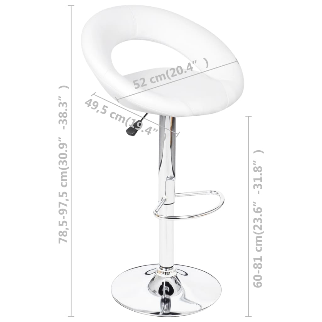 Stool Set of 2 White Faux leather, iron