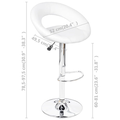 Stool Set of 2 White Faux leather, iron