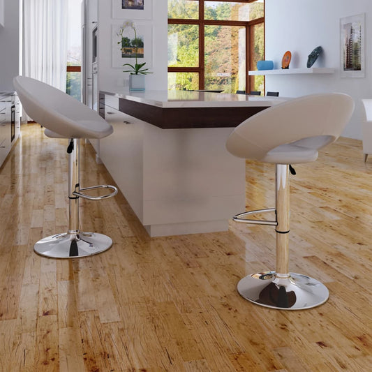 Stool Set of 2 White Faux leather, iron