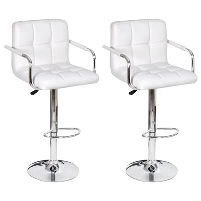 Bar Stools 2 pcs White Faux Leather