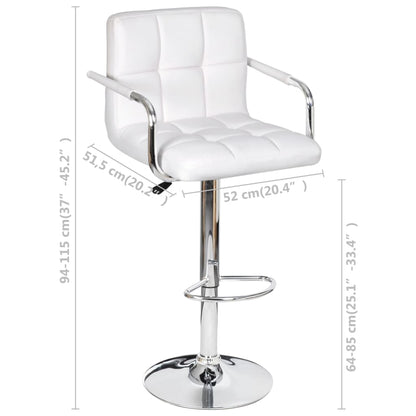 Bar Stools 2 pcs White Faux Leather