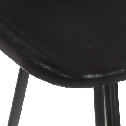 Bar Stool Set of 2 Black Real goat leather, powder-coated iron