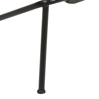 Bar Stool Set of 2 Black Real goat leather, powder-coated iron