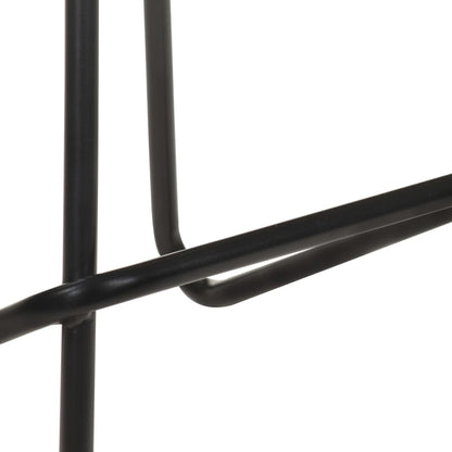Bar Stool Set of 4 Black Real goat leather, powder-coated iron