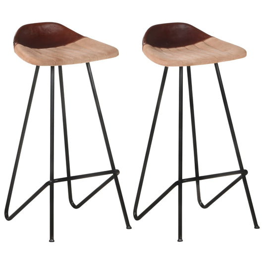 Bar Stool Set of 2 Brown