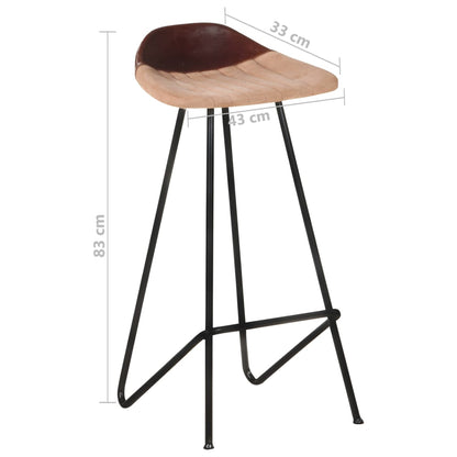 Bar Stool Set of 2 Brown