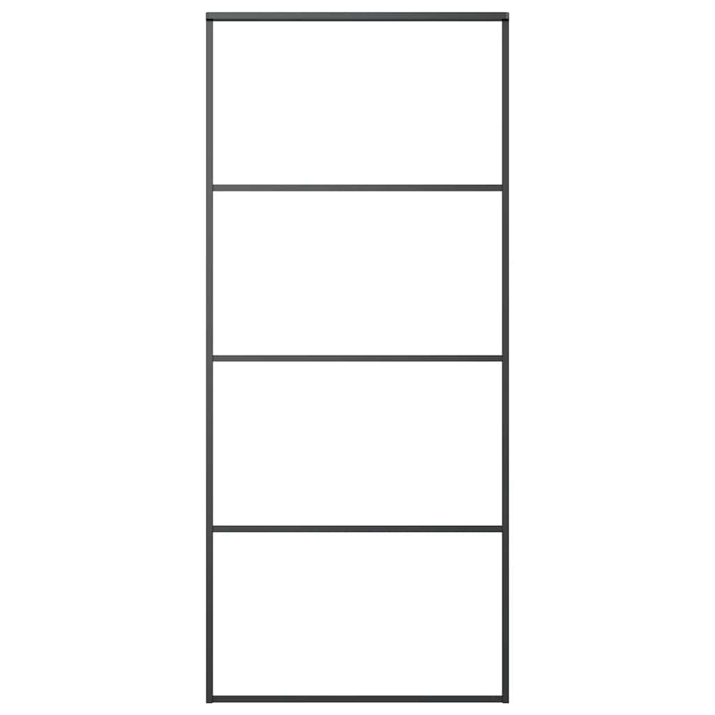 Sliding Door Aluminum and ESG Glass 35.4"x80.7" Black